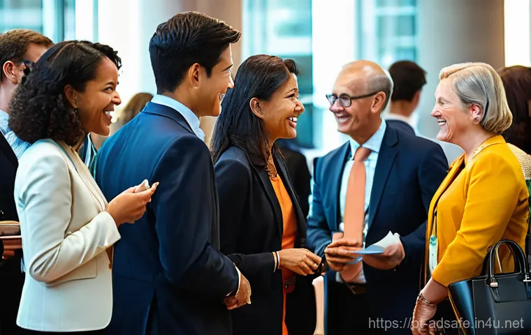 행정안전 분야 네트워킹 방법 - **Prompt 1: Collaborative Public Sector Professionals at a Networking Event**
    "A vibrant and bus...