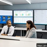 행정안전 전문가가 꼭 알아야 할 정책 변화 - A modern public administration office in Brazil with diverse government employees using advanced dig...